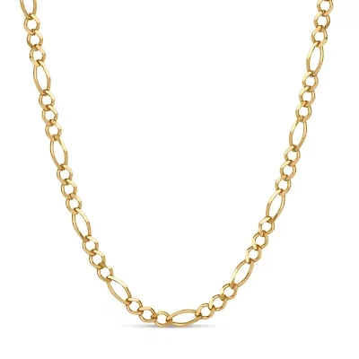 Made in Italy Unisex Adult 18K Gold Over Silver 24 Inch Figaro Chain Necklace