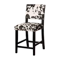 Clayton Cow Print Upholstered Nailhead Trim Counter Stool