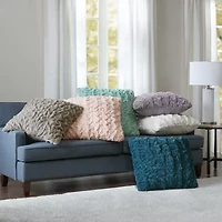 Madison Park Ruched Fur Throw