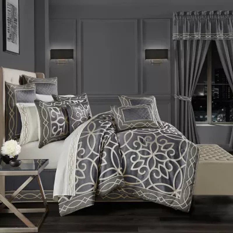 Queen Street Darwin Charcoal 4-pc. Jacquard Extra Weight Comforter Set
