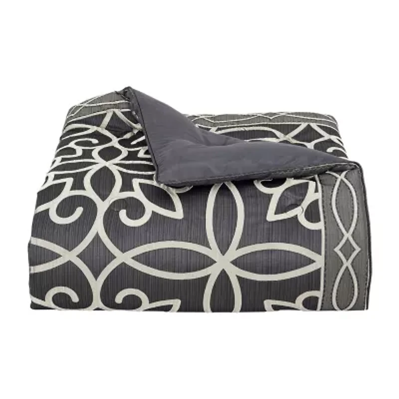 Queen Street Darwin Charcoal 4-pc. Jacquard Extra Weight Comforter Set