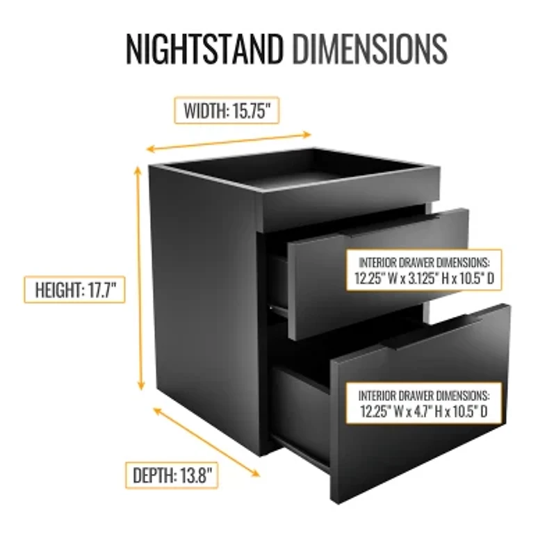 Capri Bedroom Collection 2-Drawer Nightstand