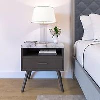 Marcello Faux Marble Top Low Profile Nightstand