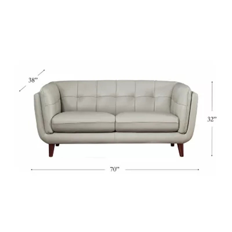 Solana Sharkfin-Arm Leather Loveseat