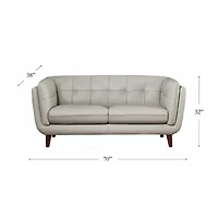 Solana Sharkfin-Arm Leather Loveseat