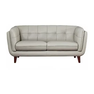 Solana Sharkfin-Arm Leather Loveseat