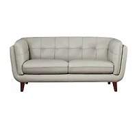 Solana Sharkfin-Arm Leather Loveseat