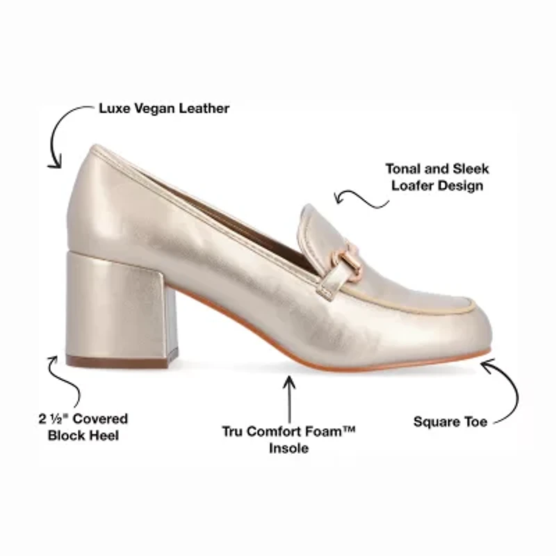 Journee Collection Nysaa Womens Square Closed Toe Block Heel Pumps
