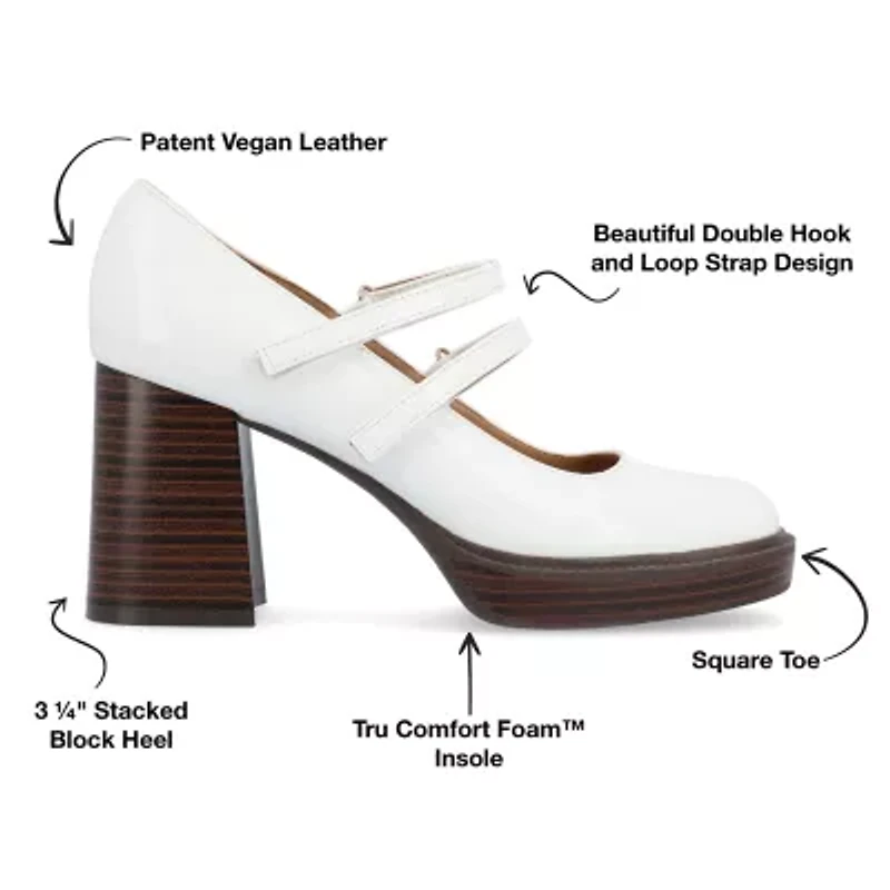 Journee Collection Shasta Womens Square Closed Toe Stacked Heel Pumps