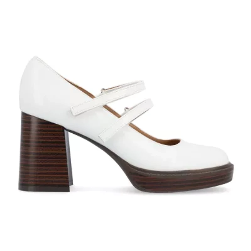 Journee Collection Shasta Womens Square Closed Toe Stacked Heel Pumps