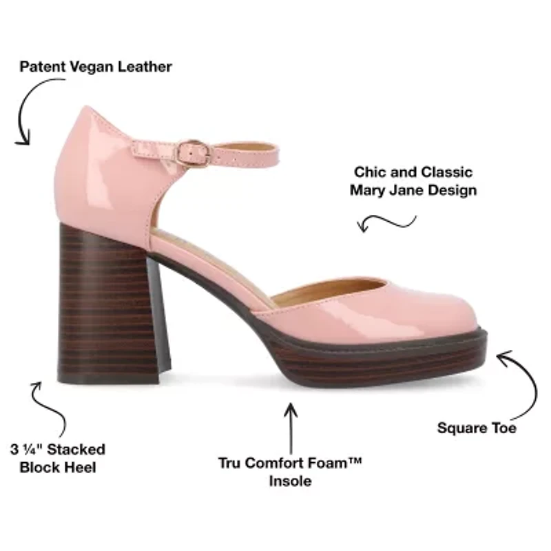 Journee Collection Sophilynn Womens Square Closed Toe Stacked Heel Pumps