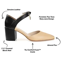 Journee Signature Camille Womens Pointed Closed Toe Block Heel Pumps