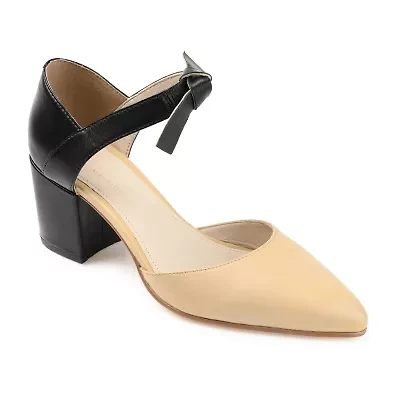 Journee Signature Camille Womens Pointed Closed Toe Block Heel Pumps
