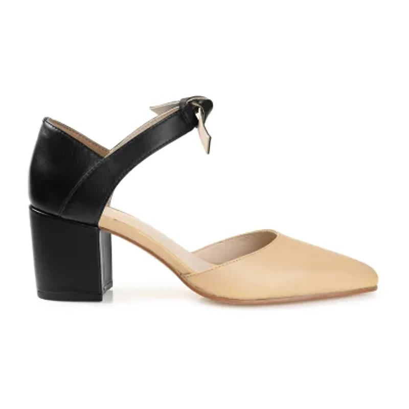 Journee Signature Camille Womens Pointed Closed Toe Block Heel Pumps