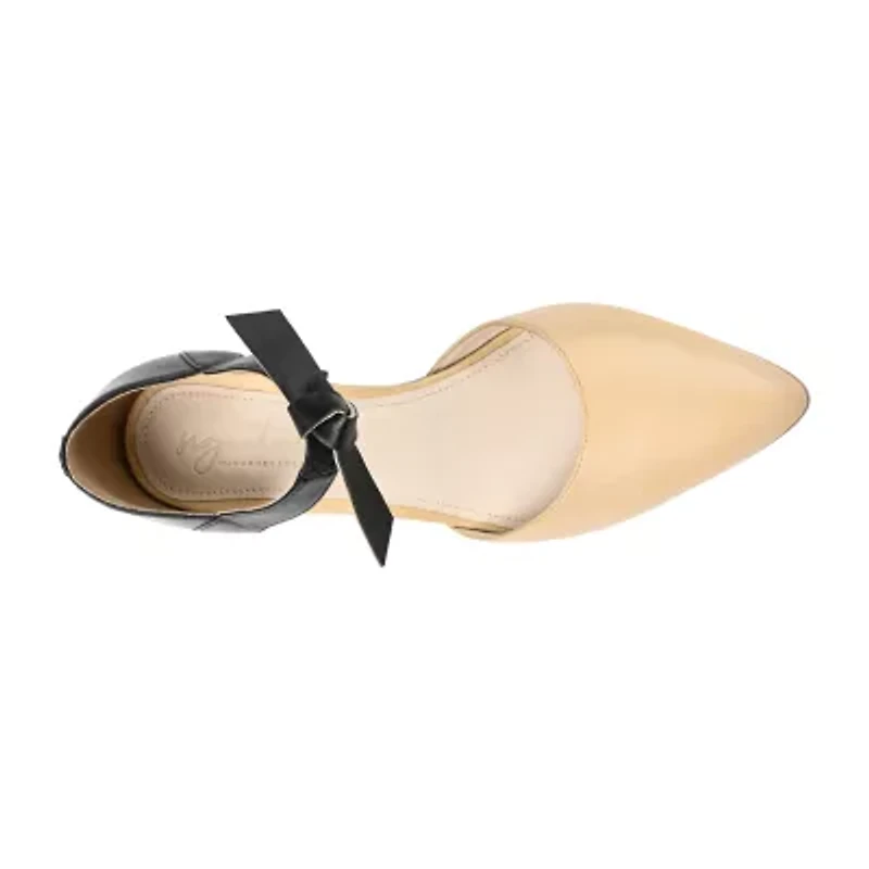 Journee Signature Camille Womens Pointed Closed Toe Block Heel Pumps