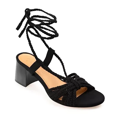 Journee Signature Railee Womens Round Open Toe Stacked Heel Pumps
