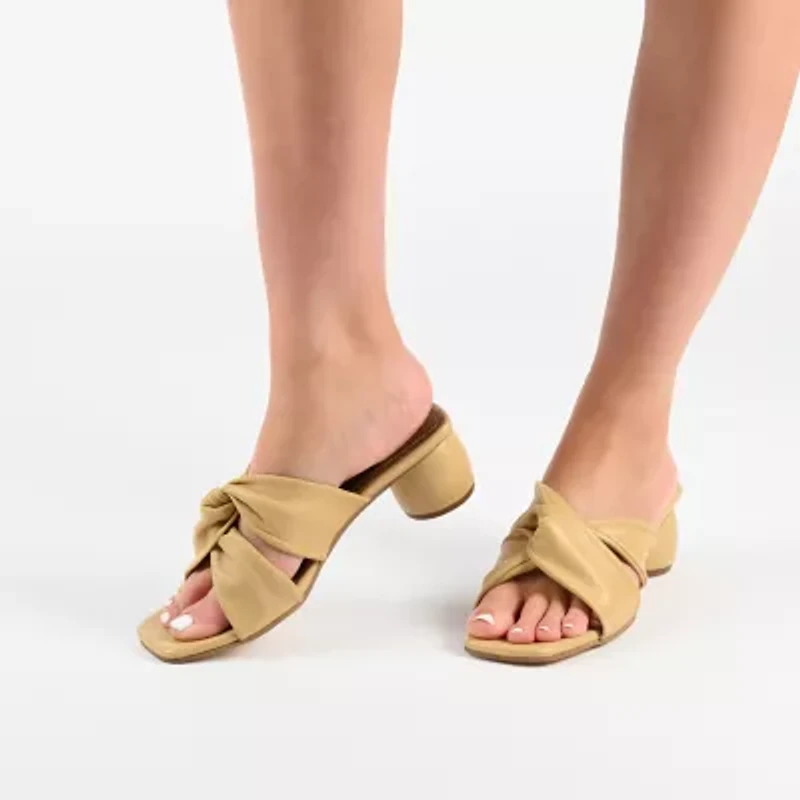 Journee Signature Charlize Womens Square Open Toe Block Heel Pumps