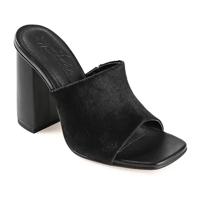 Journee Signature Deena Womens Square Open Toe Block Heel Pumps