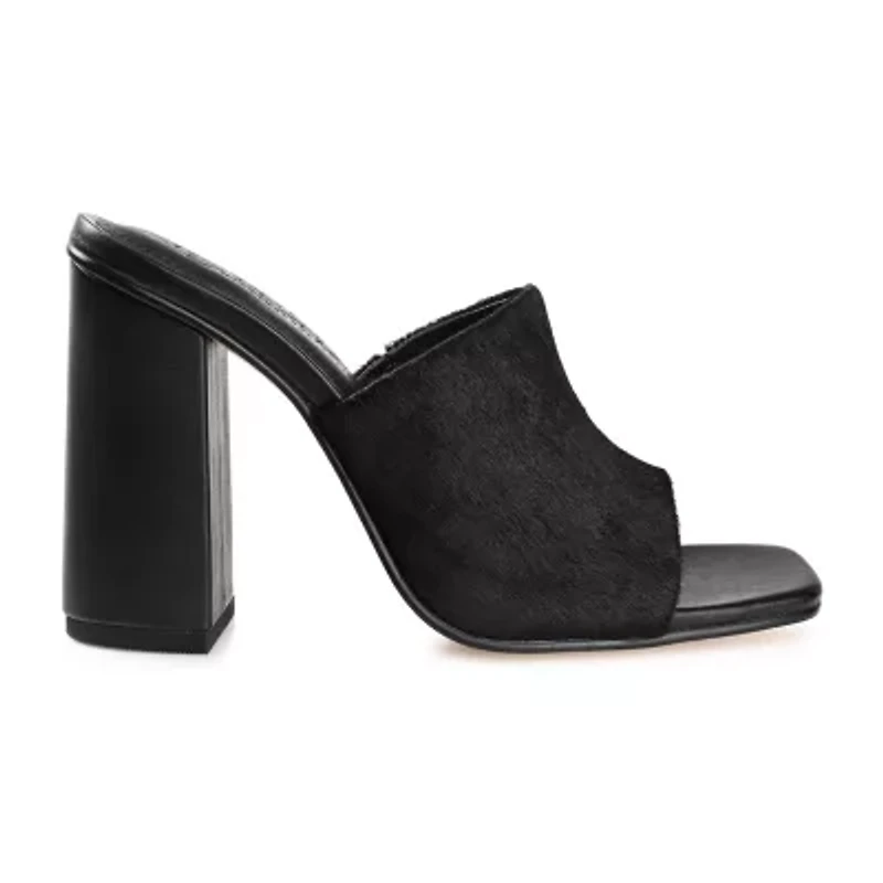 Journee Signature Deena Womens Square Open Toe Block Heel Pumps