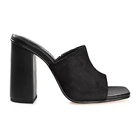 Journee Signature Deena Womens Square Open Toe Block Heel Pumps
