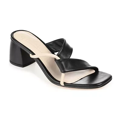 Journee Signature Jossette Womens Square Open Toe Block Heel Pumps