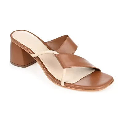 Journee Signature Jossette Womens Square Open Toe Block Heel Pumps