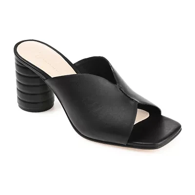 Journee Signature Karah Womens Square Open Toe Block Heel Pumps