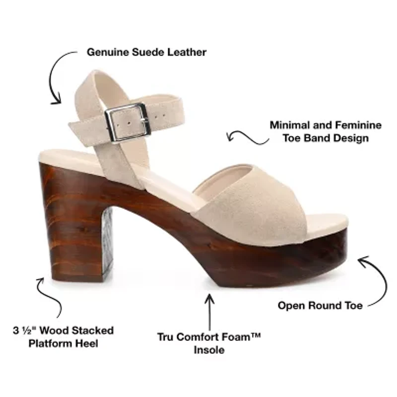 Journee Signature Katana Womens Round Open Toe Stacked Heel Pumps