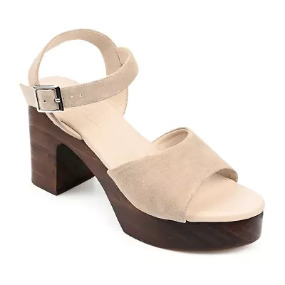 Journee Signature Katana Womens Round Open Toe Stacked Heel Pumps