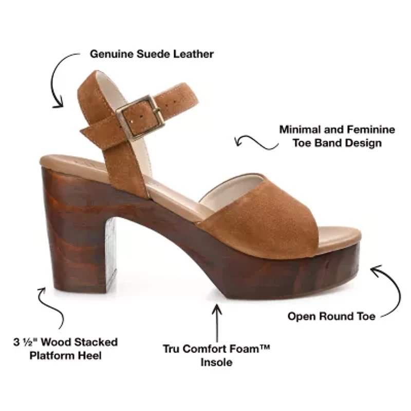 Journee Signature Katana Womens Round Open Toe Stacked Heel Pumps