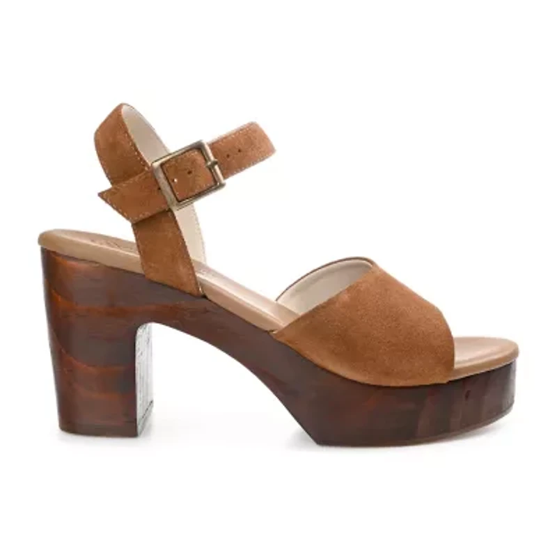 Journee Signature Katana Womens Round Open Toe Stacked Heel Pumps
