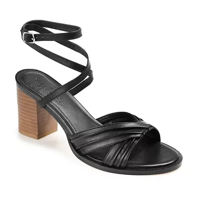 Journee Signature Freeda Womens Round Open Toe Stacked Heel Pumps