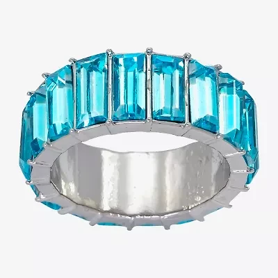 Sparkle Allure Womens 8MM Blue Crystal Pure Silver Over Brass Eternity Band
