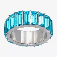 Sparkle Allure Womens 8MM Blue Crystal Pure Silver Over Brass Eternity Band