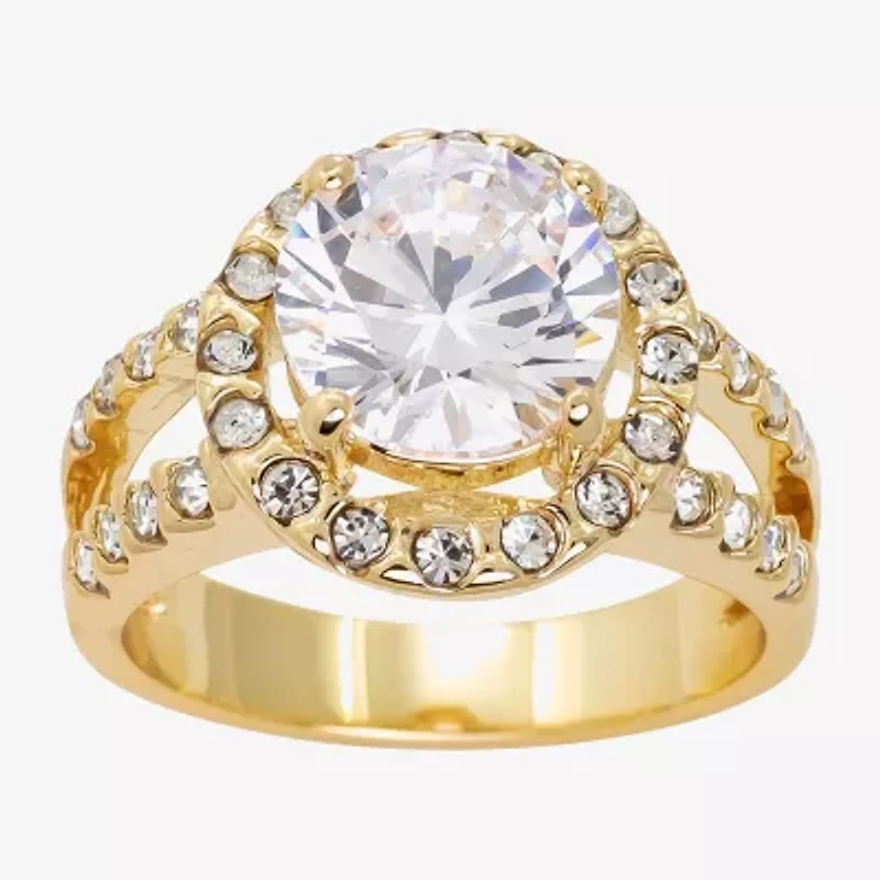 Sparkle Allure Womens Cubic Zirconia Pure Silver Over Brass Round Engagement Ring