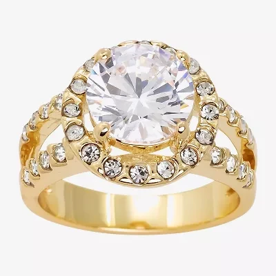 Sparkle Allure Womens Cubic Zirconia Pure Silver Over Brass Round Engagement Ring