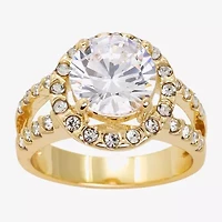 Sparkle Allure Womens Cubic Zirconia Pure Silver Over Brass Round Engagement Ring