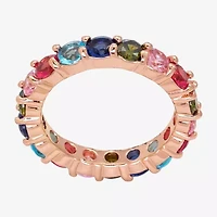 Sparkle Allure Womens 4MM Multi Color Crystal 18K Rose Gold Over Brass Band