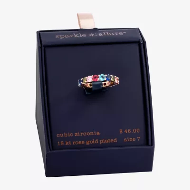 Sparkle Allure Womens 4MM Multi Color Crystal 18K Rose Gold Over Brass Band