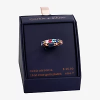 Sparkle Allure Womens 4MM Multi Color Crystal 18K Rose Gold Over Brass Band