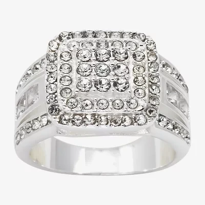 Sparkle Allure Womens Cubic Zirconia Pure Silver Over Brass Cocktail Ring