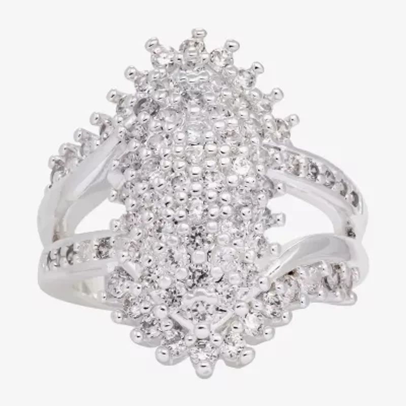 Sparkle Allure Womens Cubic Zirconia Pure Silver Over Brass Cocktail Ring
