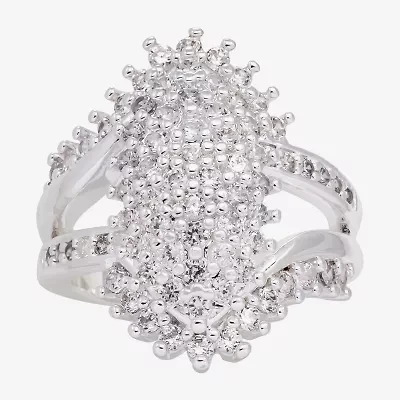 Sparkle Allure Womens Cubic Zirconia Pure Silver Over Brass Cocktail Ring