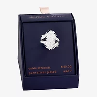 Sparkle Allure Womens Cubic Zirconia Pure Silver Over Brass Cocktail Ring