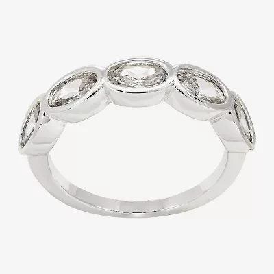Sparkle Allure Womens 5MM Cubic Zirconia Pure Silver Over Brass Eternity Band