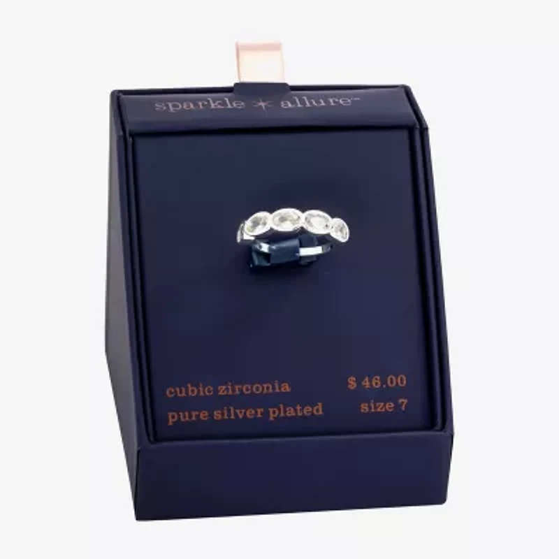 Sparkle Allure Womens 5MM Cubic Zirconia Pure Silver Over Brass Eternity Band