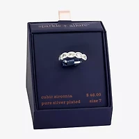 Sparkle Allure Womens 5MM Cubic Zirconia Pure Silver Over Brass Eternity Band
