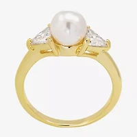 Sparkle Allure Womens 7MM Simulated Pearl 14K Gold Over Brass Band