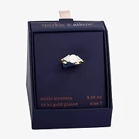 Sparkle Allure Womens 7MM Simulated Pearl 14K Gold Over Brass Band