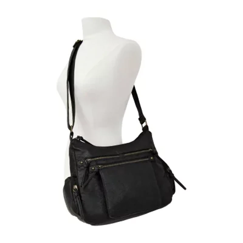 Bueno of California Elephant Large Washed Hobo Crossbody Bag